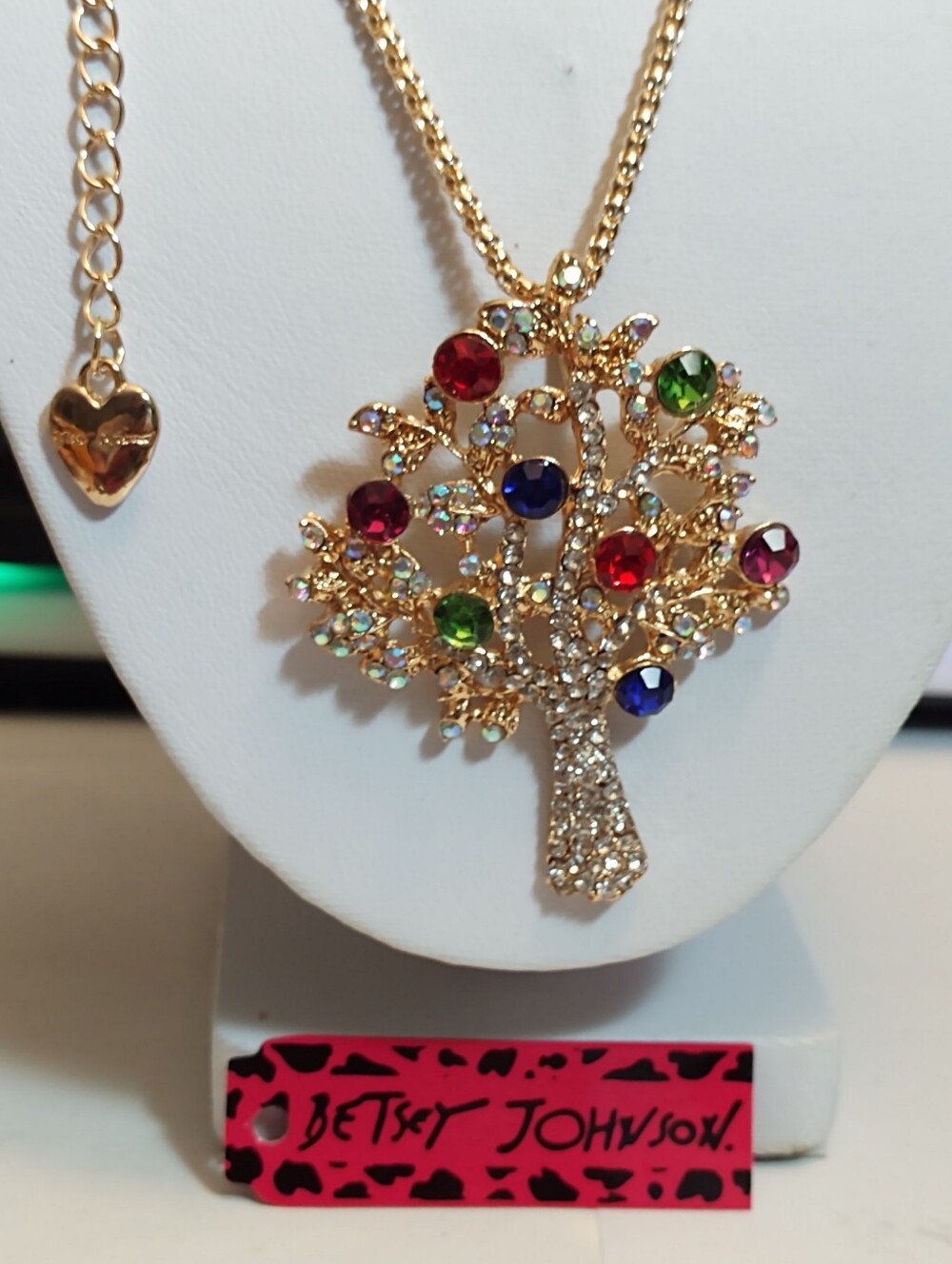 Betsey Johnson Gold-Tone Multicolor Crystal Tree Pendant Necklace